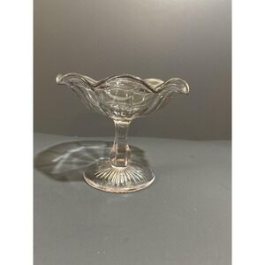 Vintage smoke grey glass pedestal dish flutes ruffled centerpiece candy dish